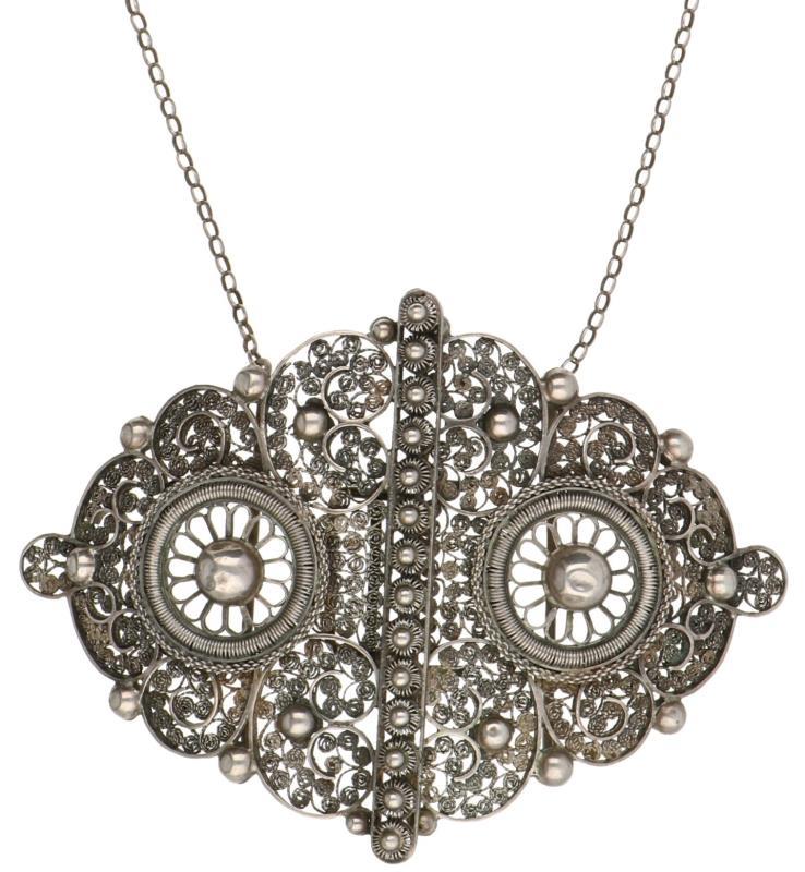 Antiek collier met hanger zilver - 835/1000.