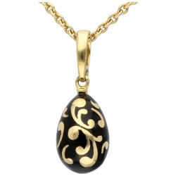 Geelgouden collier met een Fabergé ei hanger met koningsblauwe emaille - 18 kt.