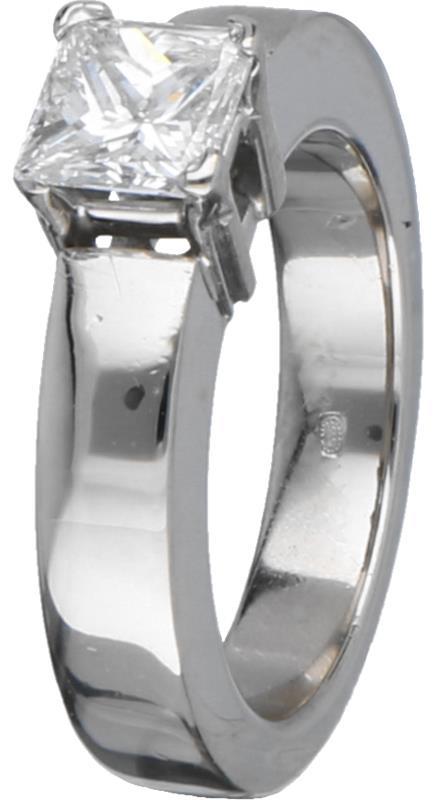Solitair ring witgoud, 1.02 ct. diamant - 14 kt.