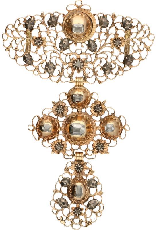 Antieke Victoriaanse hanger geelgoud, ca. 1.00 ct. diamant - 18 kt.