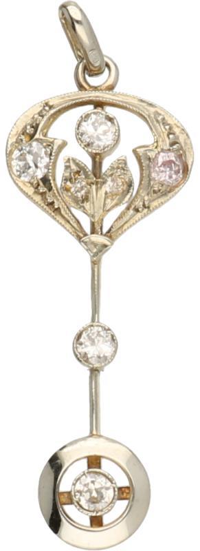 Hanger bicolor goud, ca. 0.21 ct. diamant - 14 kt.