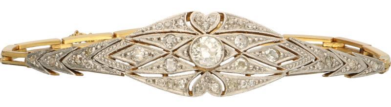 Art Deco armband geelgoud, ca. 0.85 ct. diamant - 18 kt.