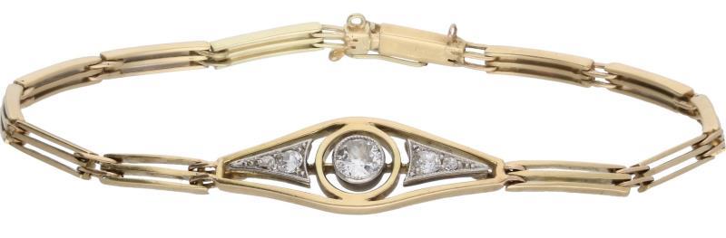 Art Deco armband geelgoud, ca. 0.29 ct. diamant - 14 kt.