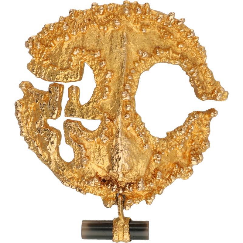 Lapponia 'Sun of the Incas' design broche geelgoud, toermalijn - 14 kt.