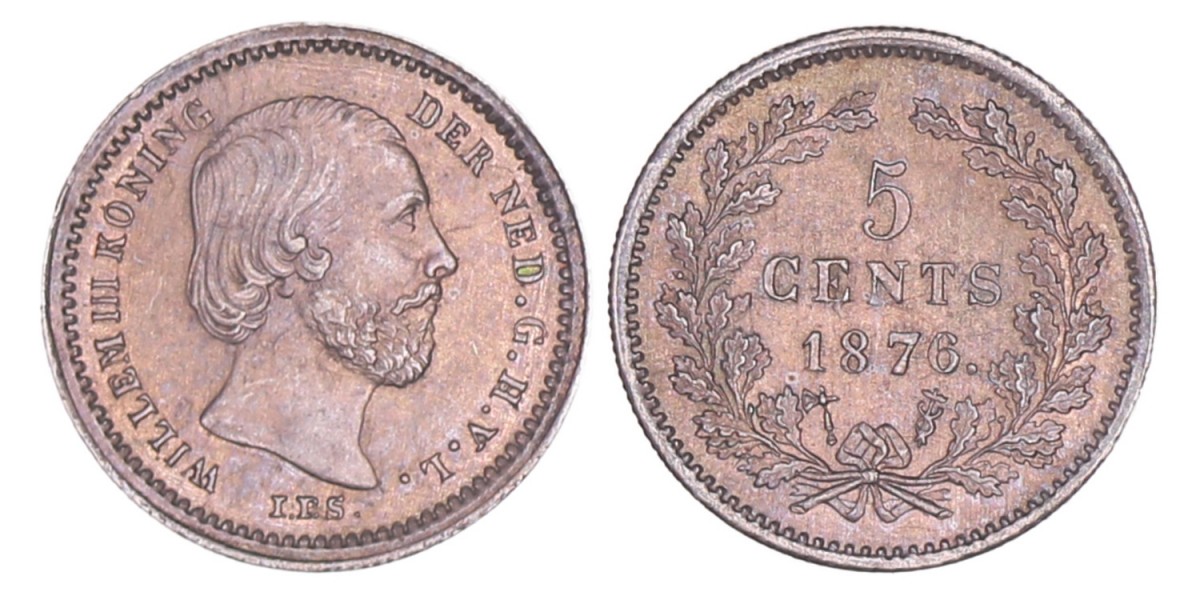 5 Cent Willem III 1876. FDC.
