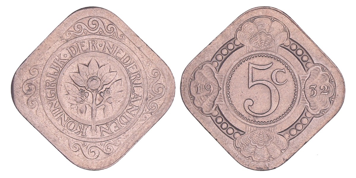 5 Cent Wilhelmina 1932. FDC.