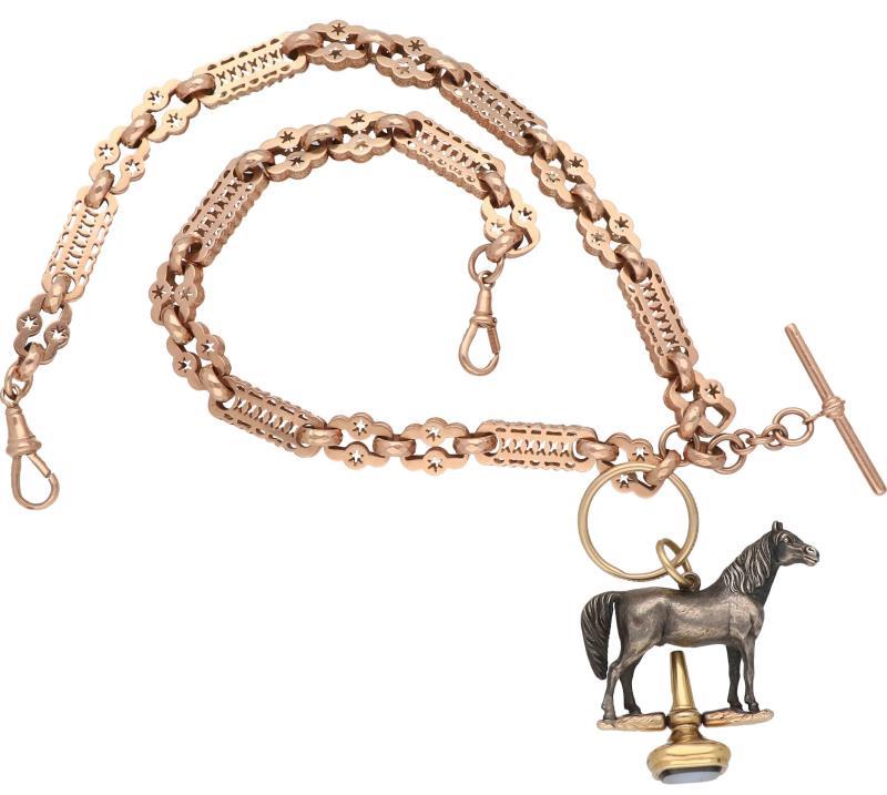 Zakhorloge ketting rosegoud - BWG 9 kt.