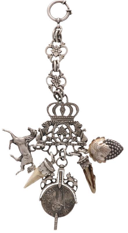 Zakhorloge ketting zilver, tand - 800/1000.
