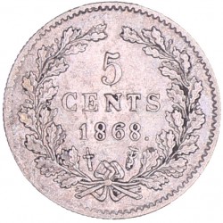 5 Cent Willem III 1868. Zeer Fraai.