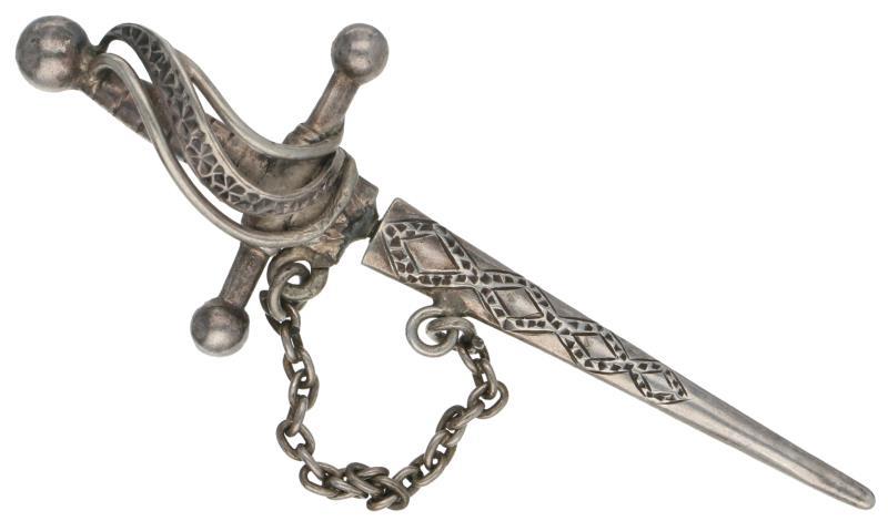 Vintage zwaardvormige dasspeld zilver - 925/1000.