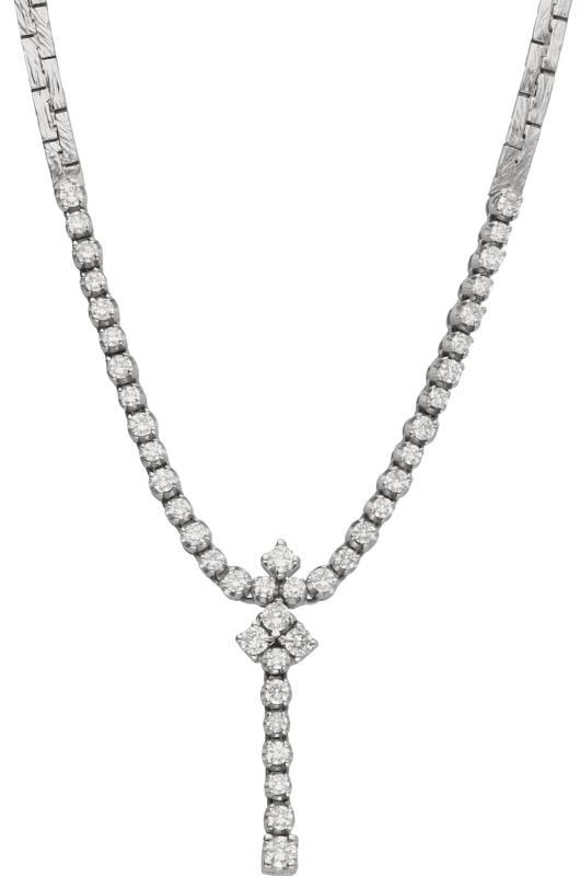 Klassieke collier witgoud, ca. 1.83 ct. diamant - 18 kt.