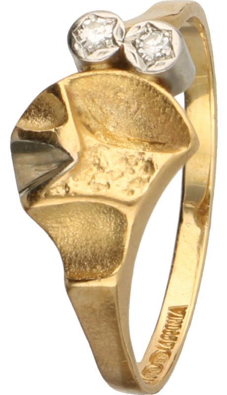 Lapponia design ring bicolor goud, ca. 0.04 ct. diamant - 14 kt.