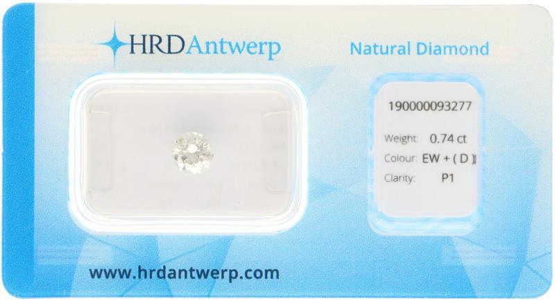 HRD Rond Briljant geslepen diamant 0.74 ct.