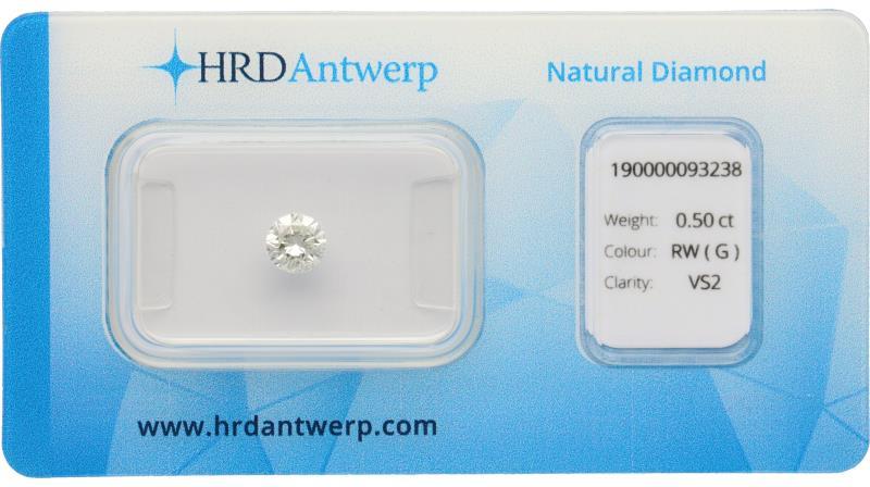 HRD Rond Briljant geslepen diamant 0.50 ct.