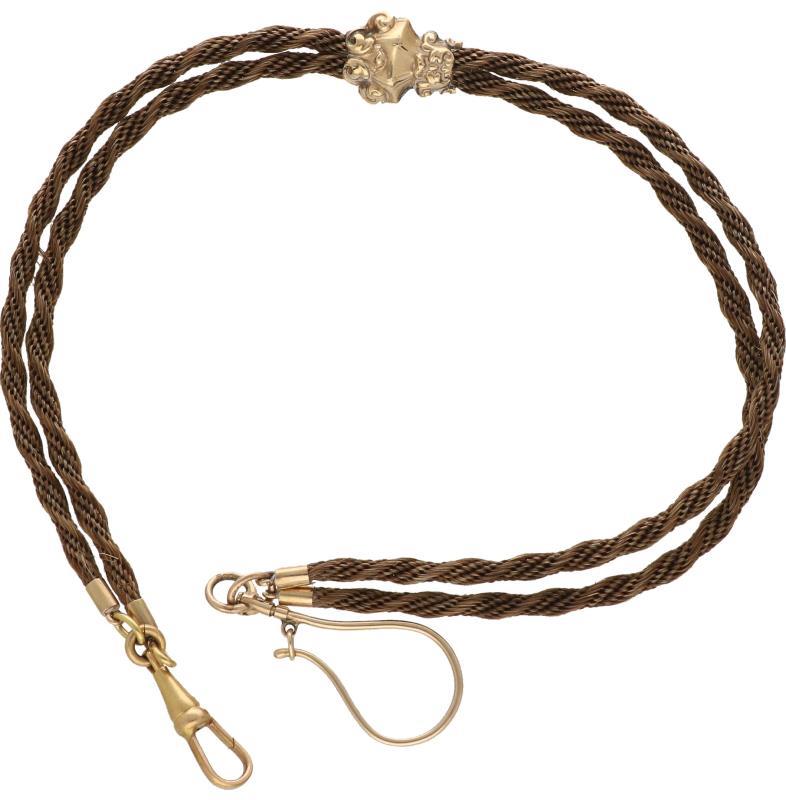 Zakhorloge ketting met geelgouden tussenstukken.