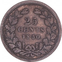 25 Cent Willem III 1850. Fraai - (R).