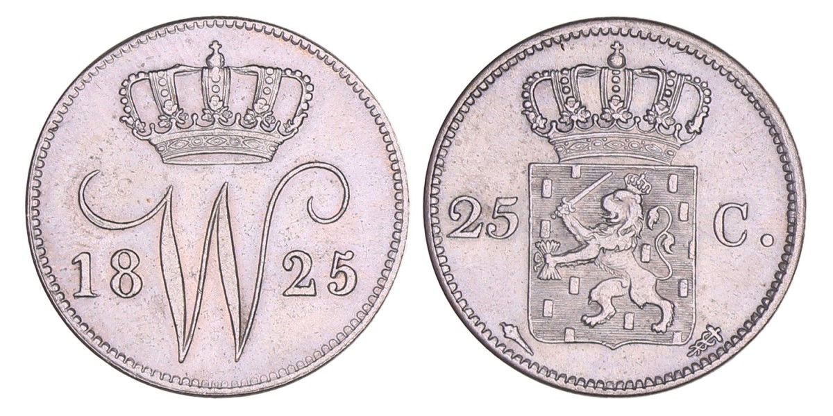 25 Cent Willem I 1825 U. Prachtig.