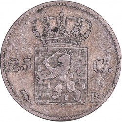 25 Cent Willem I 1824 B. Zeer fraai +.