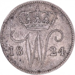 25 Cent Willem I 1824 B. Zeer fraai +.