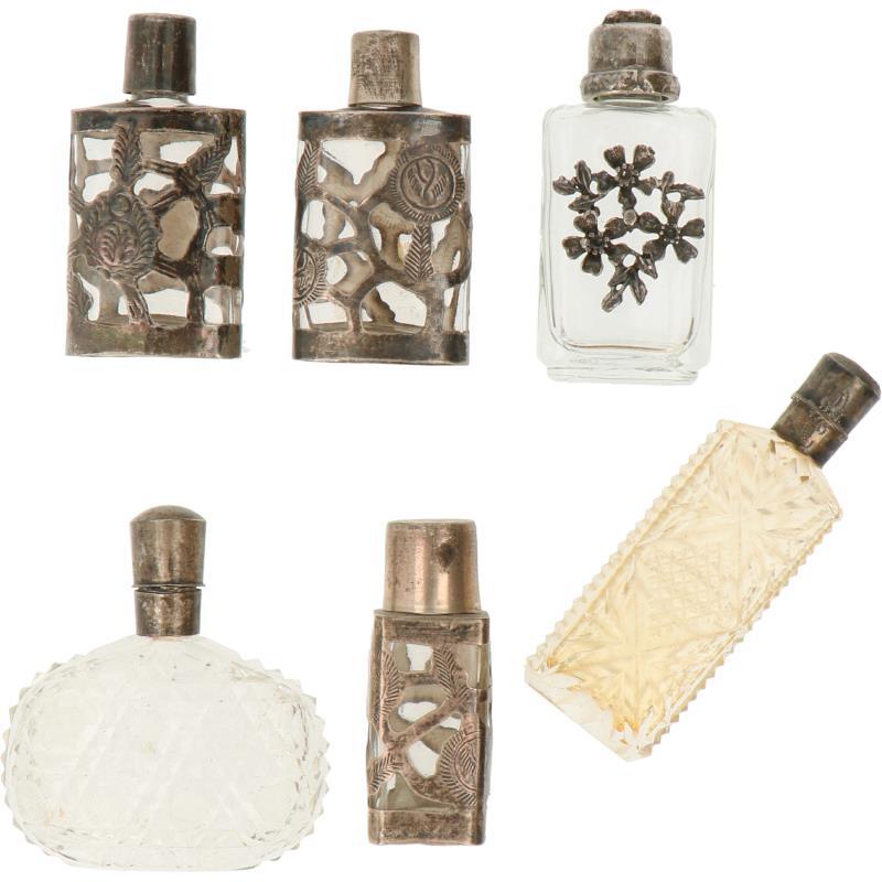 (6) delig lot parfum flacons zilver.