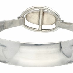 Zilveren N.E. From modernistische bangle armband, met amethist - 835/1000.