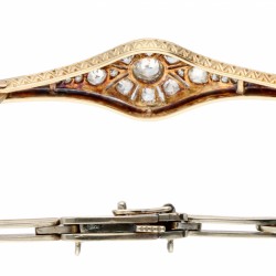 Geelgouden Art Deco armband, met ca. 0.59 ct. diamant - 14 kt.