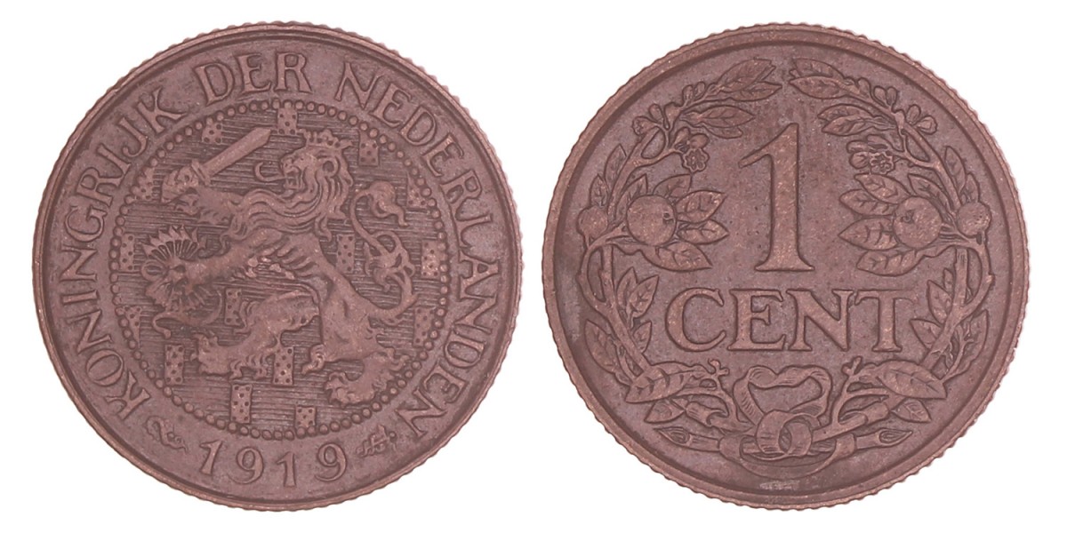 1 Cent Wilhelmina 1919. FDC.