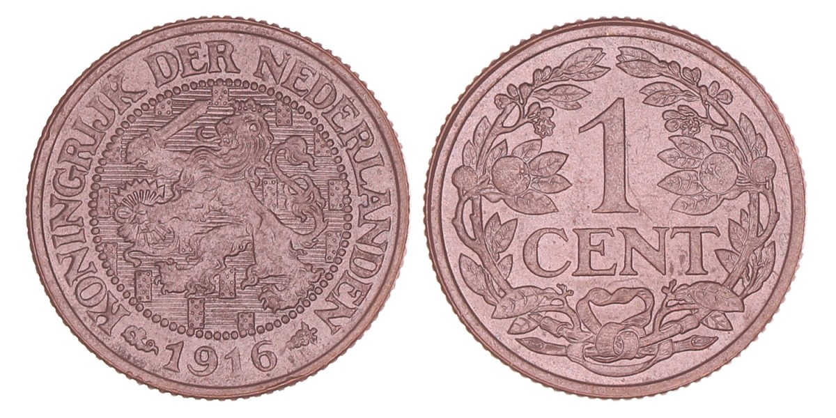 1 Cent Wilhelmina 1916. FDC.