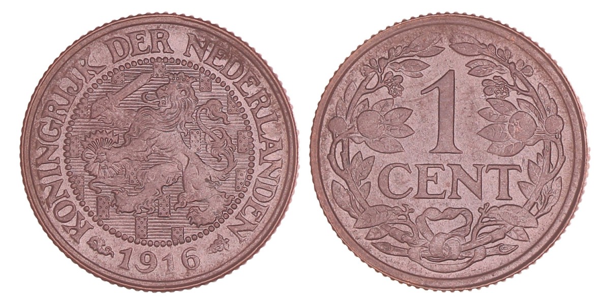 1 Cent Wilhelmina 1916. FDC.