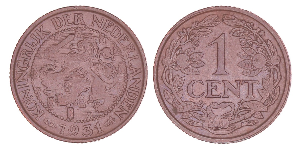 1 Cent Wilhelmina 1931. Prachtig +.