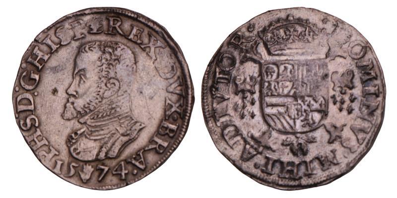 Halve Philipsdaalder Brabant, Philips II 1574, Antwerpen. Prachtig.