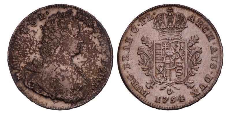 Dukaton Maria Theresia 1754 Antwerpen. Zeer Fraai +.
