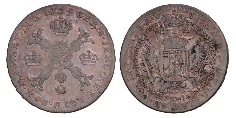 Kronenthaler Maria Theresia 1763 B. Zeer Fraai +.