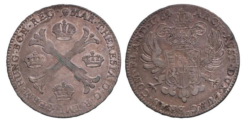 Kronenthaler Maria Theresia 1764 B. Zeer Fraai +.
