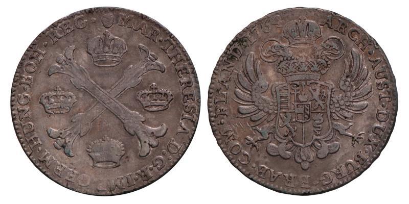 Kronenthaler Maria Theresia 1764 B. Zeer Fraai +.