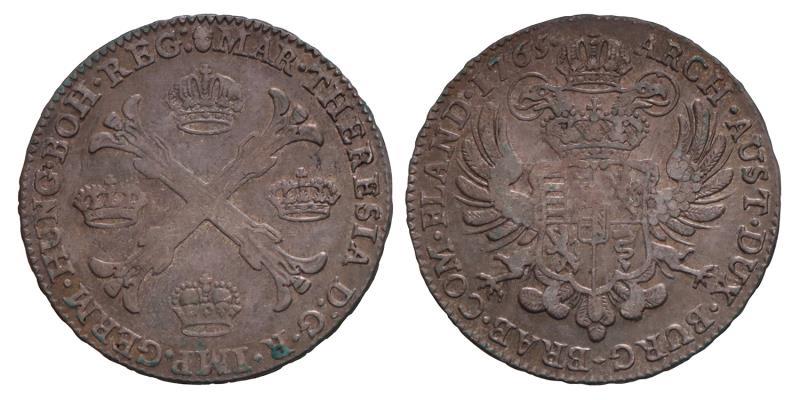 Kronenthaler Maria Theresia 1765 B. Zeer Fraai +.