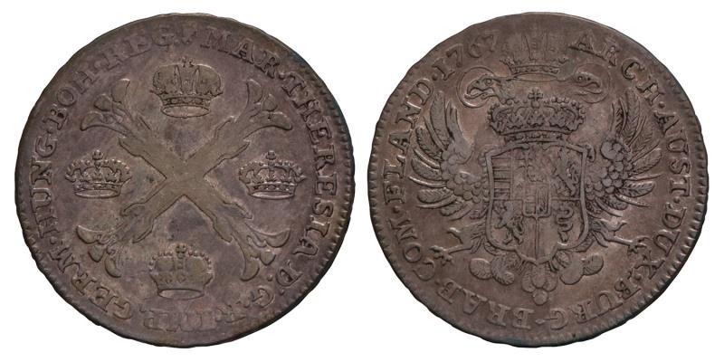 Kronenthaler Maria Theresia 1767 B. Zeer Fraai +.