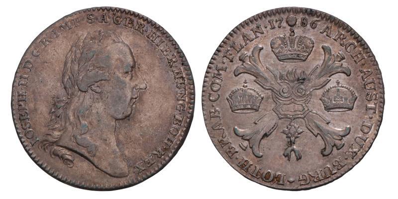 Kronenthaler Joseph II 1786 B. Zeer Fraai +.