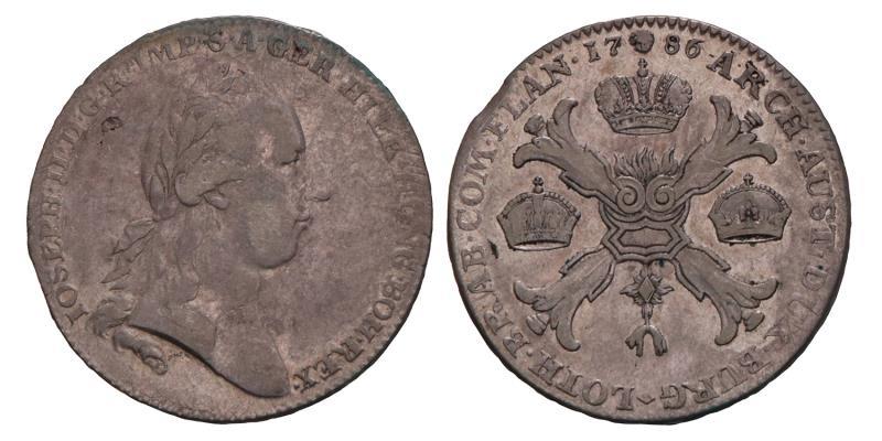 Kronenthaler Joseph II 1786 B. Zeer Fraai +.