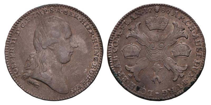 Kronenthaler Joseph II 1786 B. Zeer Fraai +.