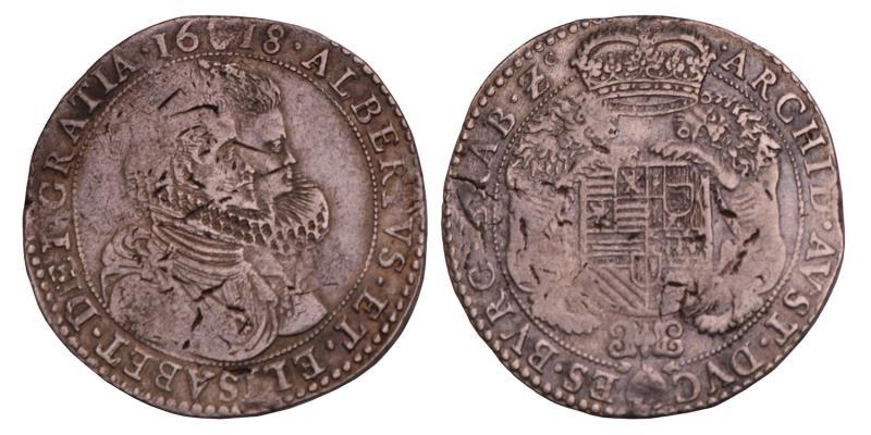 Dukaton Brabant, Albrecht en Isabella 1618 Antwerpen. Zeer Fraai.