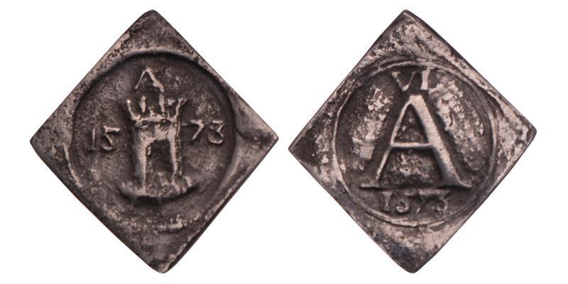 6 Stuiver Alkmaar 1573. Zeer Fraai (Noodmunt, niet authentiek).