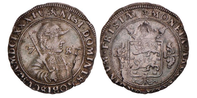 Kwart florijn van 7 stuiver Friesland 1684. Fraai / Zeer Fraai (stempelbreuk).