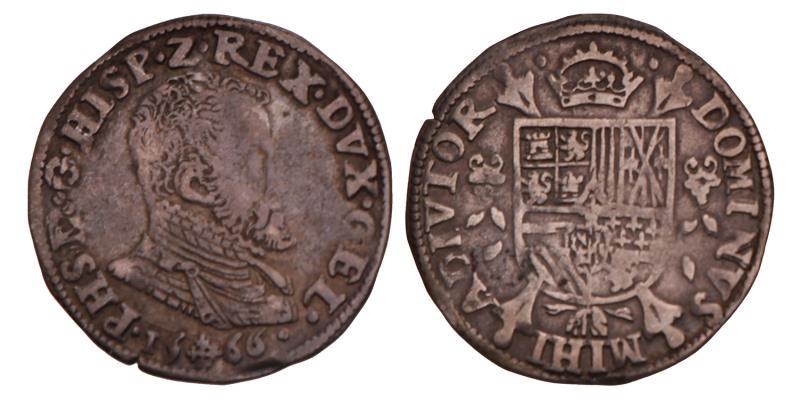 1/5 Philipsdaalder Philips II/Gelderland 1566. Zeer Fraai.