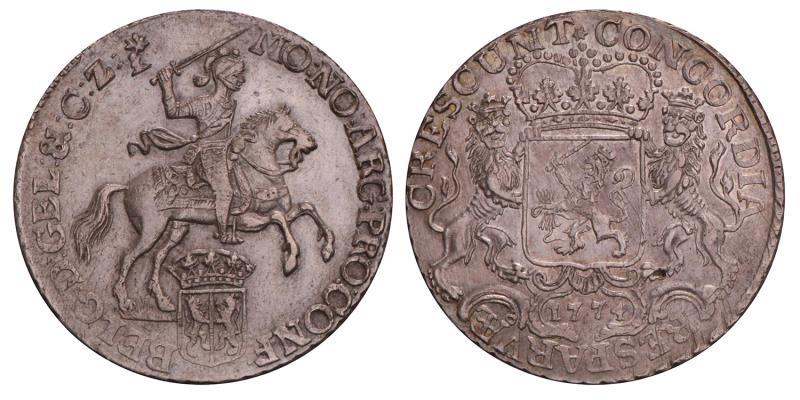 Dukaton of zilveren rijder Gelderland 1774. Fraai / Zeer Fraai.
