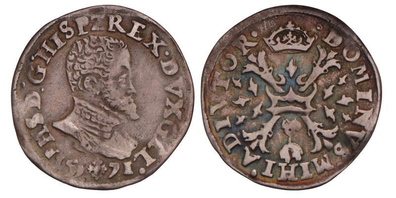 Tiende Philipsdaalder Gelderland 1571. Zeer Fraai +.