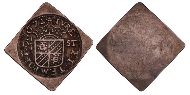 Achtste rijksdaalder van 6¼ stuiver Groningen 1672. Zeer Fraai / Prachtig.