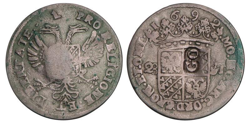 Florijn van 28 stuiver Groningen 1692 met klop Groningen. Zeer Fraai -.