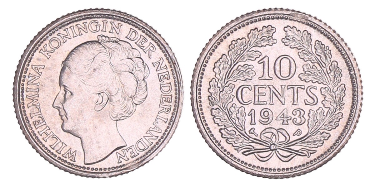 10 Cent Wilhelmina 1943 PP. FDC.