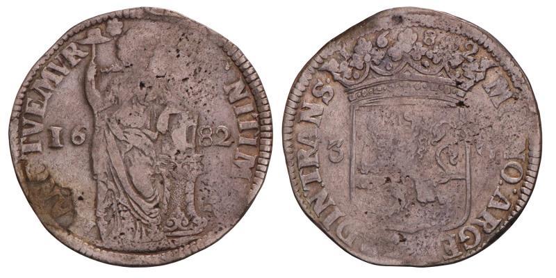 Provinciale 3 Gulden Overijssel 1682. Fraai.